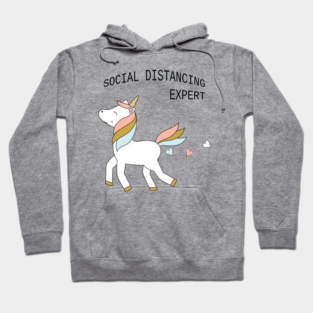 Unicorn - social distancing, black text Hoodie by grafart